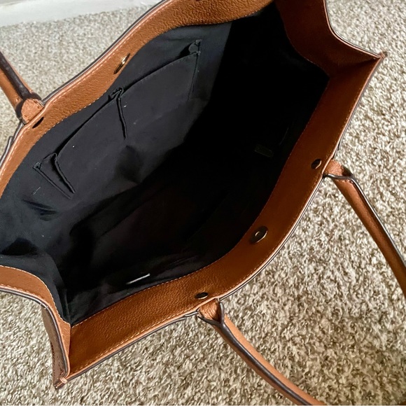 Rebecca Minkoff Caramel Brown Pebbled Leather Tote Bag Purse Black Lining - Picture 10 of 16